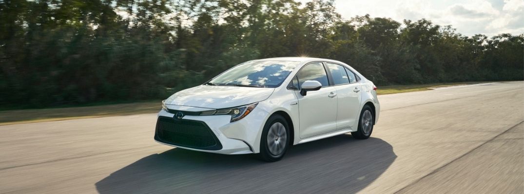 Exterior view of a white 2020 Toyota Corolla