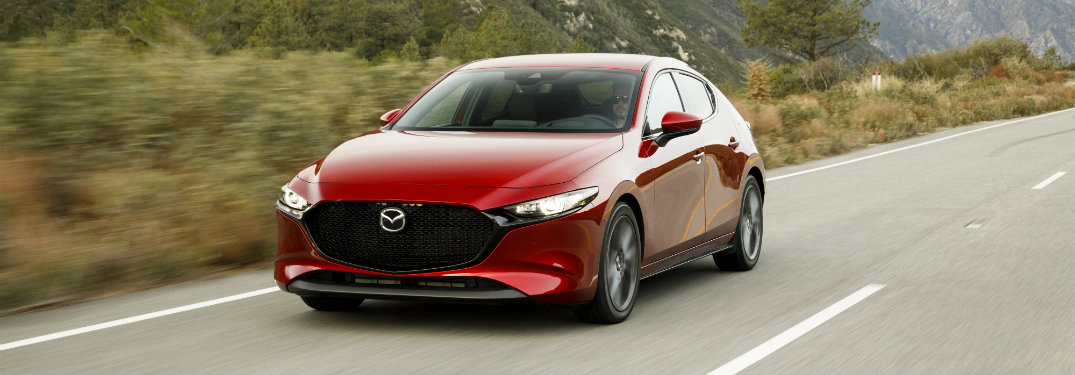 front view of red mazda3