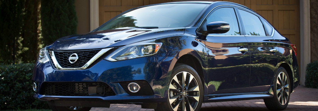 front and side view of blue 2018 nissan sentra