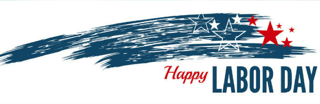shooting stars with "happy labor day" text beneath it