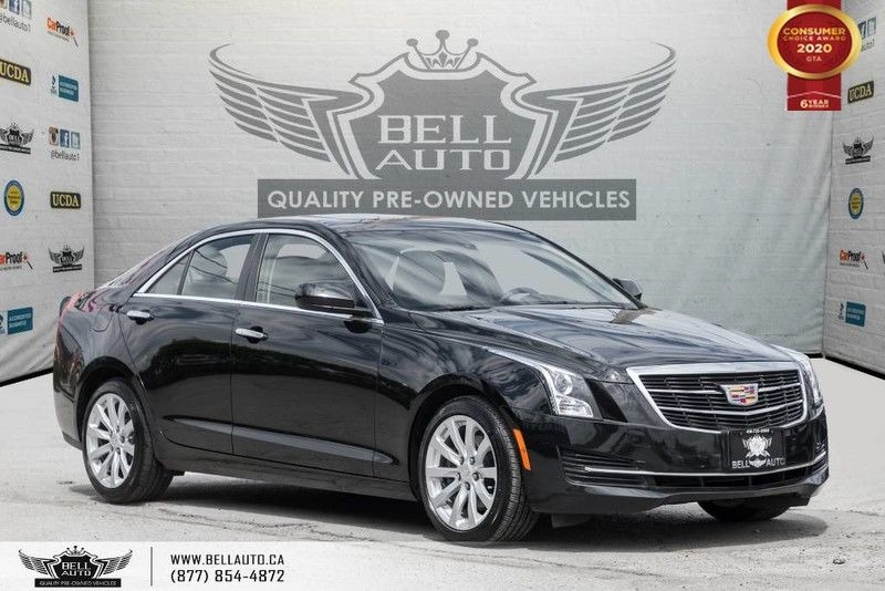 Exterior view of a black 2017 Cadilla ATS Sedan in the Bell Auto Inc showroom