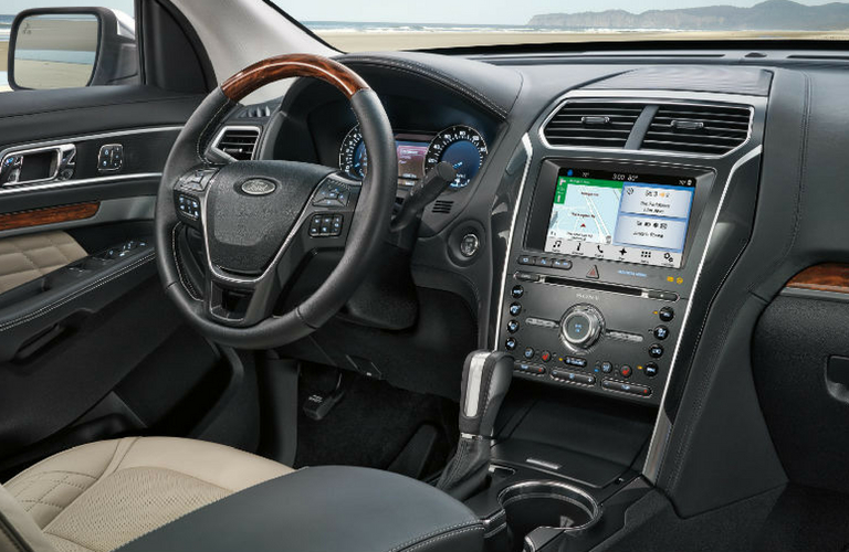 2018 Ford Explorer dash and wheel.