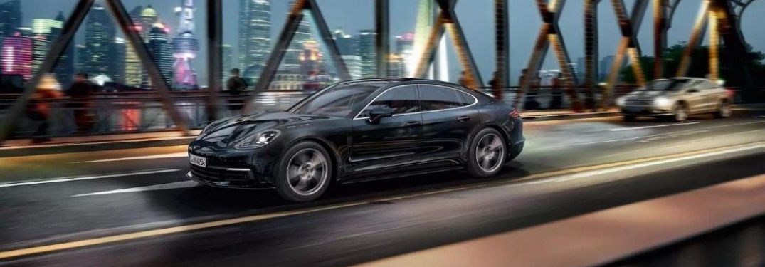 Exterior view of a black 2020 Porsche Panamera