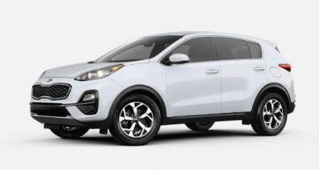 Clear White 2020 Kia Sportae exterior front fascia driver side