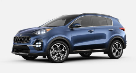 Pacific Blue 2020 Kia Sportage exterior front fascia driver side