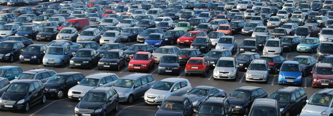 Cars in packed parking lot