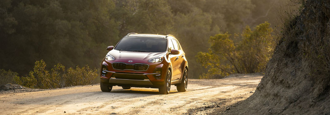2020 Kia Sportage exterior front fascia driver side on dirt road