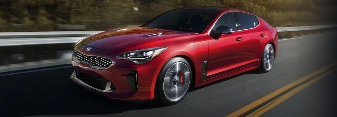 2020 Kia Stinger exterior front fascia driver side on highway