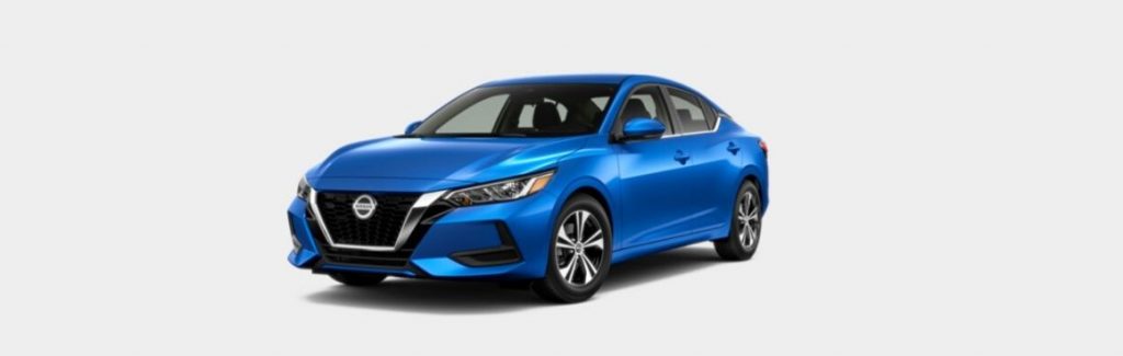 Electric Blue 2020 Nissan Sentra on White Background