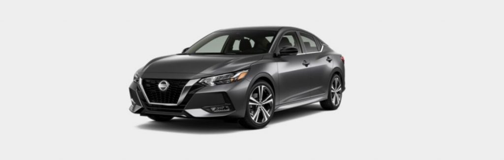 Gun Metallic 2020 Nissan Sentra on White Background