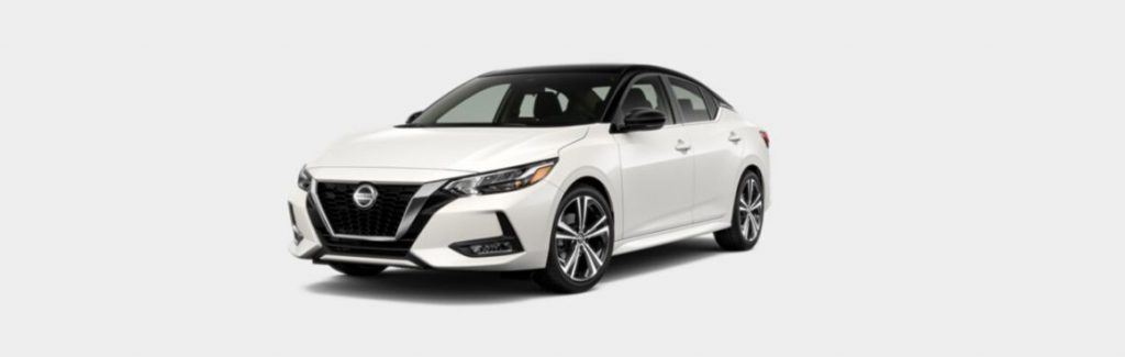 Aspen White with Super Black 2020 Nissan Sentra on White Background