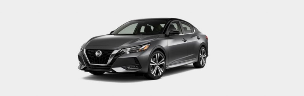 Gun Metallic with Super Black 2020 Nissan Sentra on White Background