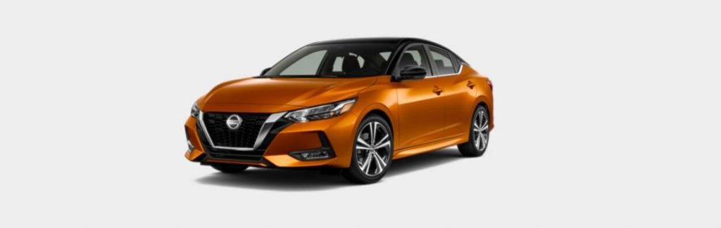 Monarch Orange Metallic with Super Black 2020 Nissan Sentra on White Background