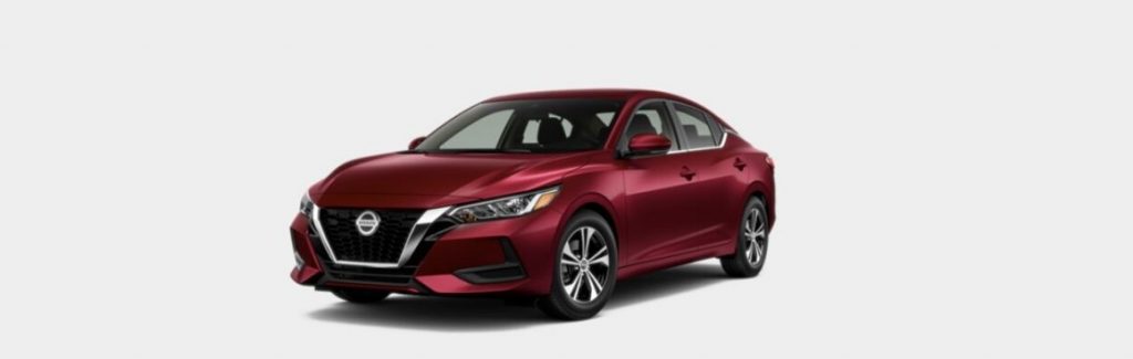 Rosewood Metallic 2020 Nissan Sentra on White Background