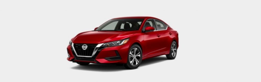 Scarlet Ember 2020 Nissan Sentra on White Background