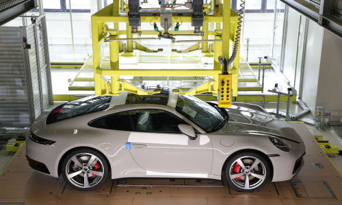 White Porsche 911 in procution