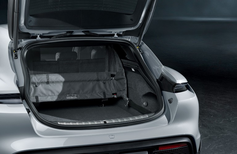 Open trunk of 2021 Porsche Taycan Cross Turismo