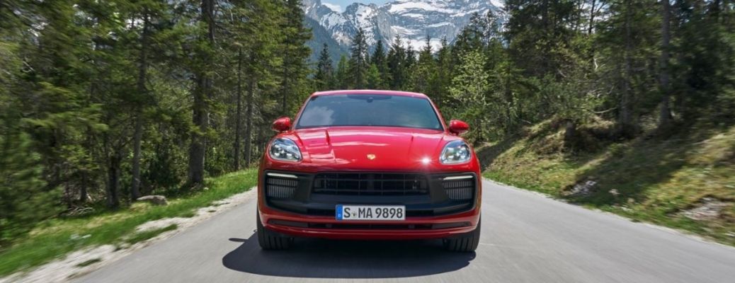 2021 Porsche Macan front view on road