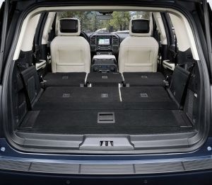 rear cargo area in a used Ford Expedition with all seats down