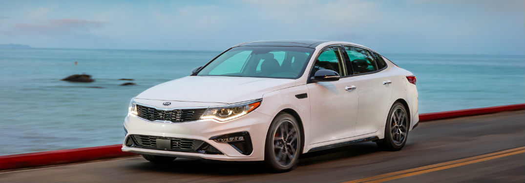 side view of a white 2020 Kia Optima