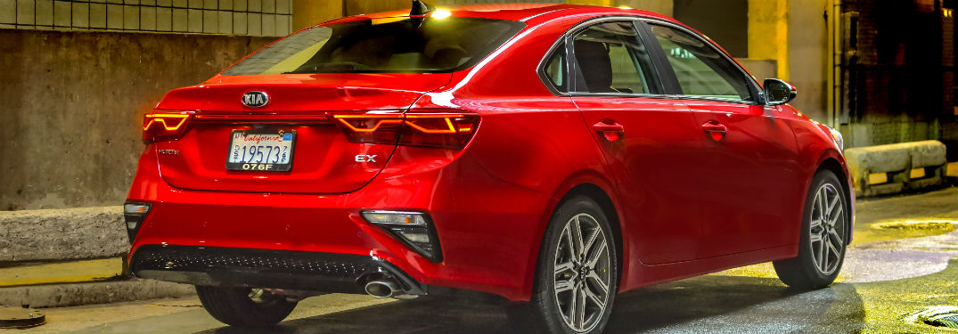 rear view of a red 2020 Kia Forte