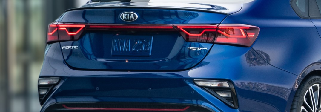 rear end of a blue 2021 Kia Forte
