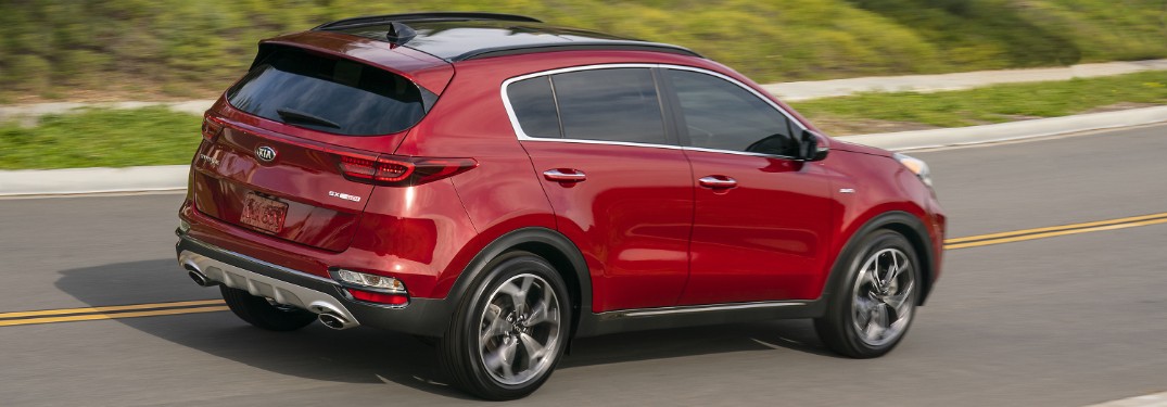 side view of a red 2020 Kia Sportage