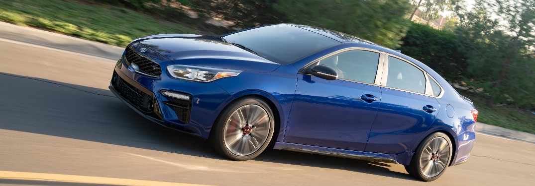 side view of a blue 2021 Kia Forte