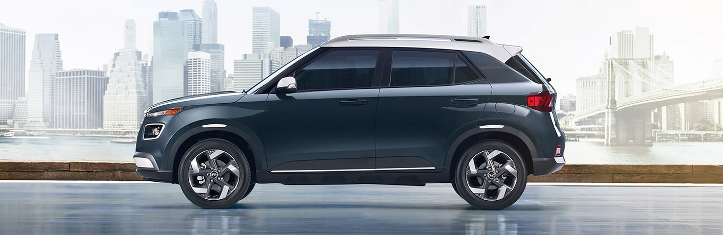blue 2020 Hyundai Venue side view