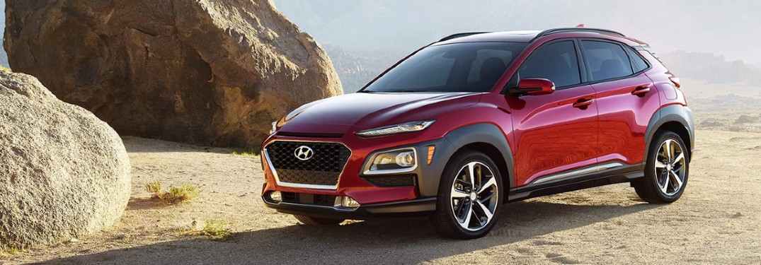 red 2020 Hyundai Kona side view