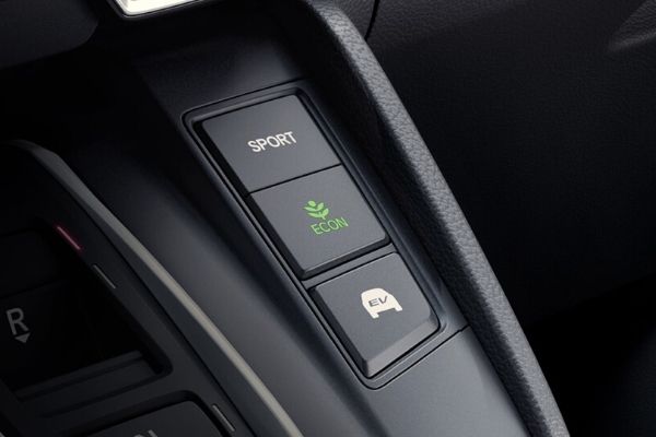 Close Up of 2020 Honda CR-V Hybrid Drive Mode Buttons