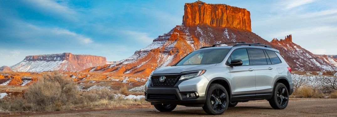 Silver 2020 Honda Passport in the Desert