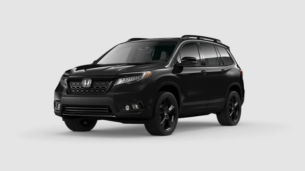 Crystal Black Pearl 2020 Honda Passport on Gray Background
