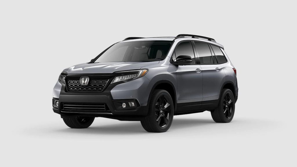 Lunar Silver Metallic 2020 Honda Passport on Gray Background