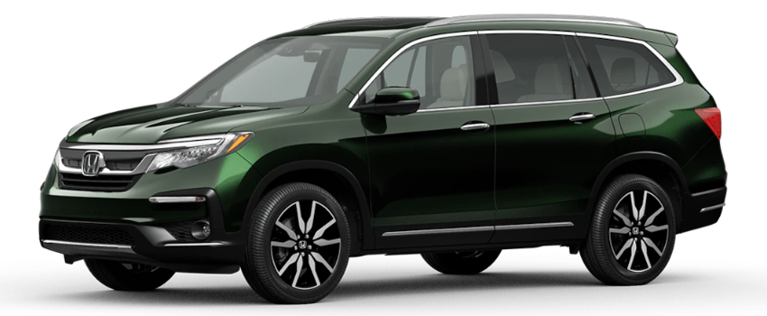 Black Forest Pearl 2021 Honda Pilot on White Background