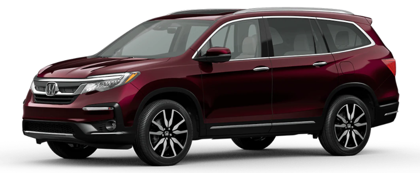 Deep Scarlet Pearl 2021 Honda Pilot on White Background