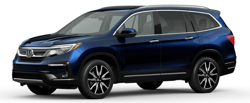 Obsidian Blue Pearl 2021 Honda Pilot on White Background