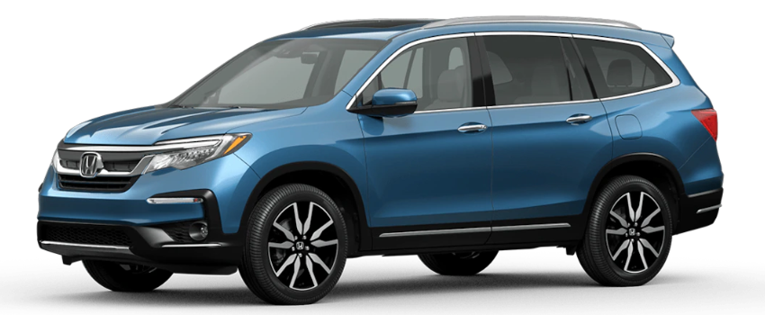 Steel Sapphire Metallic 2021 Honda Pilot on White Background
