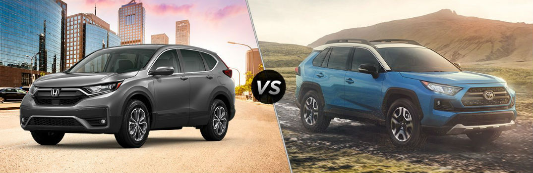 2020 Honda CR-V Exterior Driver Side Front Profile vs 2020 Toyota RAV4 Exterior Passenger Side Front Profile