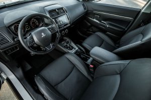 high angle view of the front interior of a 2018 Mitsubishi Outlander Sport
