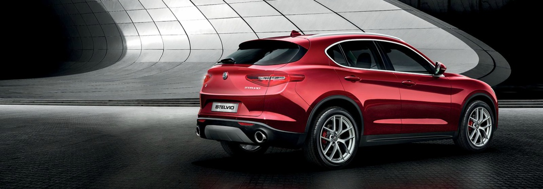 2018 Alfa Romeo Stelvio red back side view