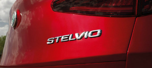 Rear nameplate of 2018 Alfa Romeo Stelvio