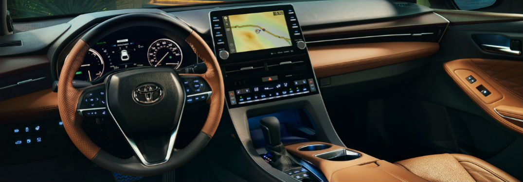 2019 Toyota Avalon interior front cabin steering wheel touchscreen and dashboard