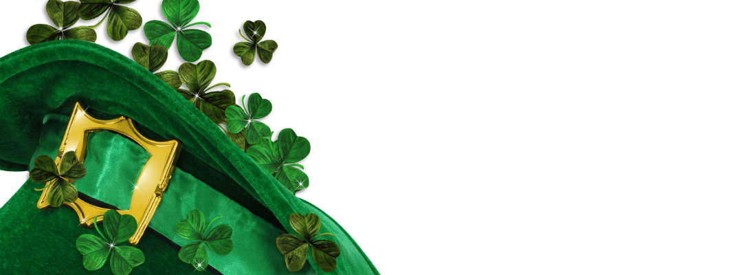 st. patricks day leprechaun buckle hat with clovers and shamrocks