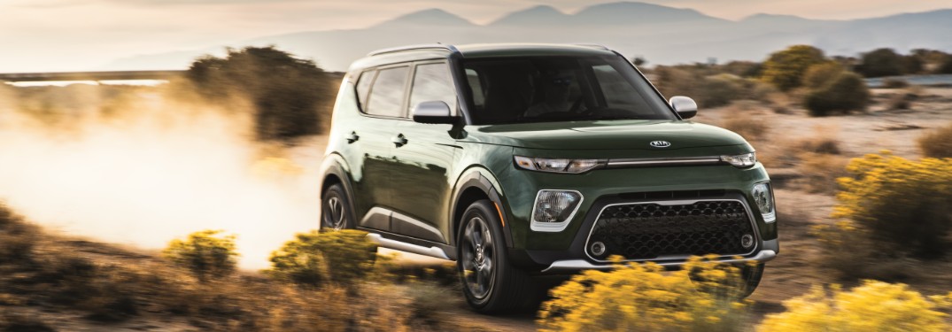 front view of a green 2021 Kia Soul