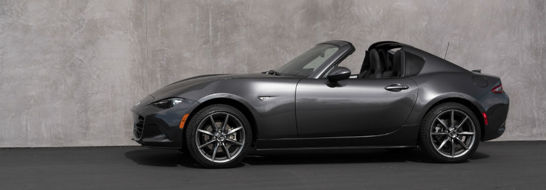 Driver side exterior view of a gray 2018 Mazda MX-5 RF