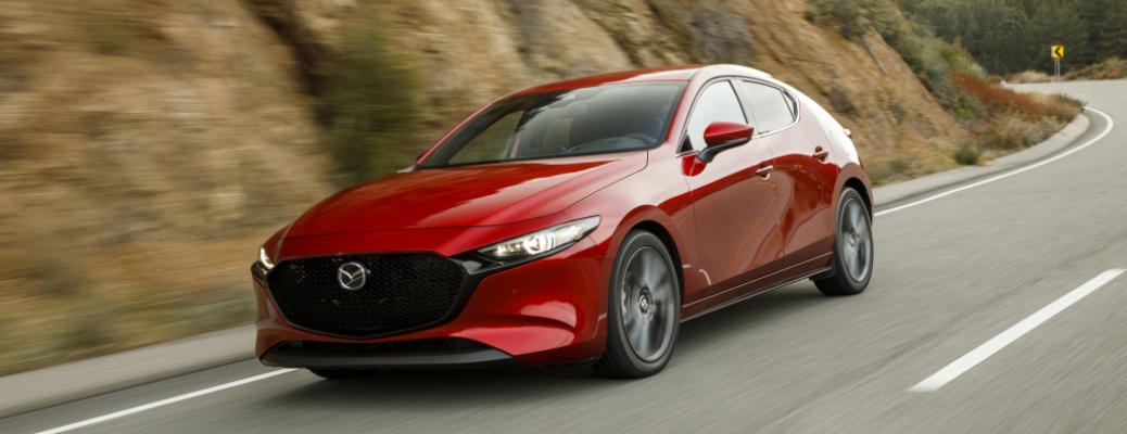 2021 Mazda3 hatchback red front view