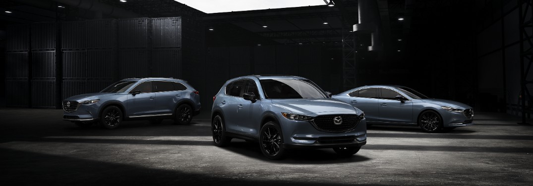 three 2021 Mazda Carbon Edition models