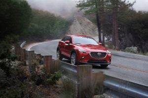 front view of a red 2021 Mazda CX-3