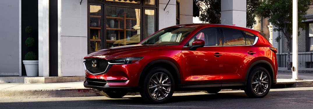 side view of a red 2021 Mazda CX-5